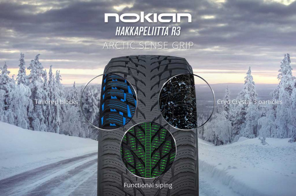 Ноу-хау Nokian: «снежные когти барса», многогранные кристаллы Cryo Crystal 3, арамидные волокна, разнонаправленные шипы